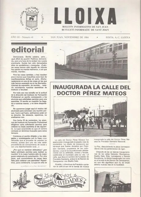 REVISTA LLOIXA Nº41. BOLETÍN INFORMATIVO DE SAN JUAN