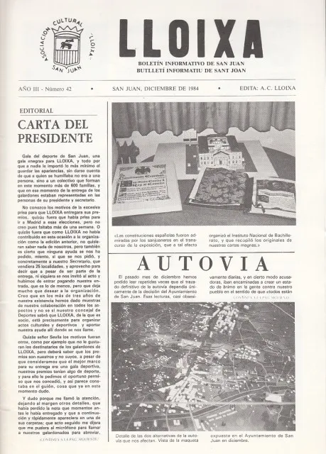 REVISTA LLOIXA Nº42. BOLETÍN INFORMATIVO DE SAN JUAN
