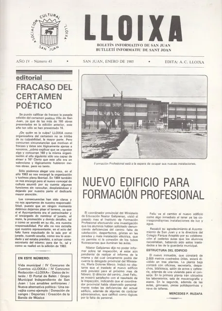 REVISTA LLOIXA Nº43. BOLETÍN INFORMATIVO DE SAN JUAN