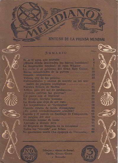 REVISTA MERIDIANO. SÍNTESIS DE LA PRENSA MUNDIAL Nº6. aÑO 1943
