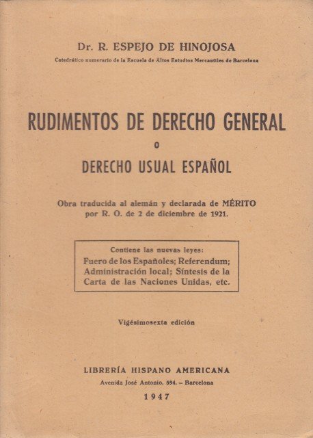 RUDIMENTOS DE DERECHO O DERECHO USUAL ESPAÑOL | Immagine principale