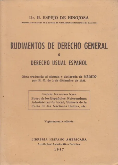 RUDIMENTOS DE DERECHO O DERECHO USUAL ESPAÑOL
