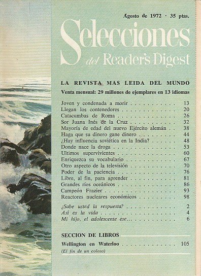SELECCIONES DEL READER'S DIGEST. AGOSTO 1972