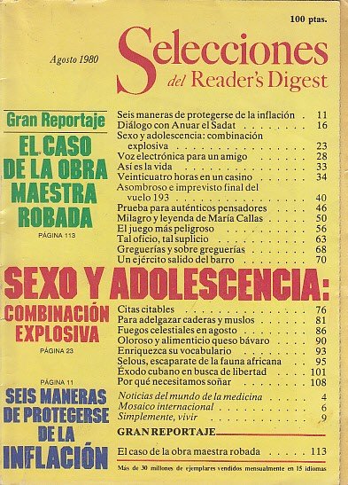 SELECCIONES DEL READER'S DIGEST. AGOSTO 1980