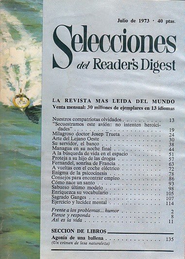 SELECCIONES DEL READER'S DIGEST. JULIO 1973