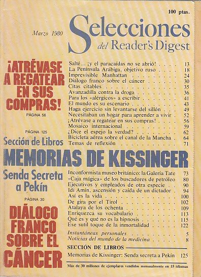 SELECCIONES DEL READER'S DIGEST. MARZO 1980