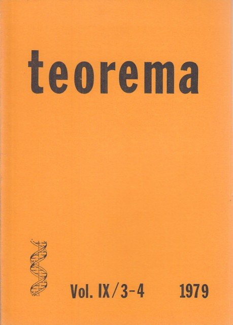 TEOREMA VOL. IX/1 1979. MODALIDADES DIACRÓNICAS Y SINCRÓNICAS; BIOLOGÍA Y SOCIEDAD Y OTROS