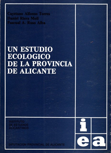 UN ESTUDIO ESCOLÓGICO DE LA PROVINCIA DE ALICANTE