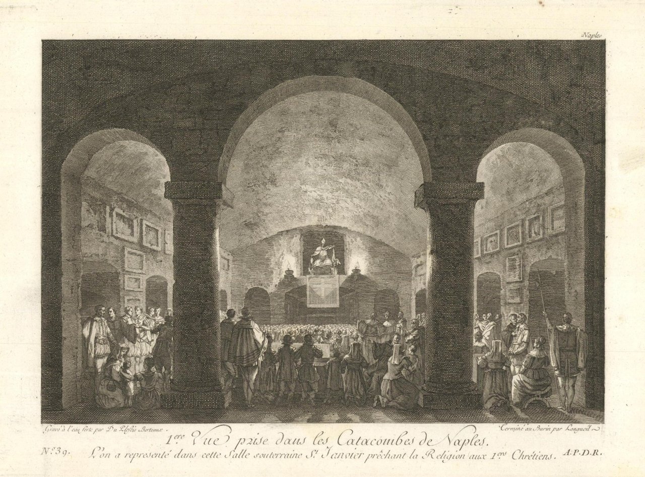 1 .ere Vue prise dan les Catacombes de Naples. L'on …