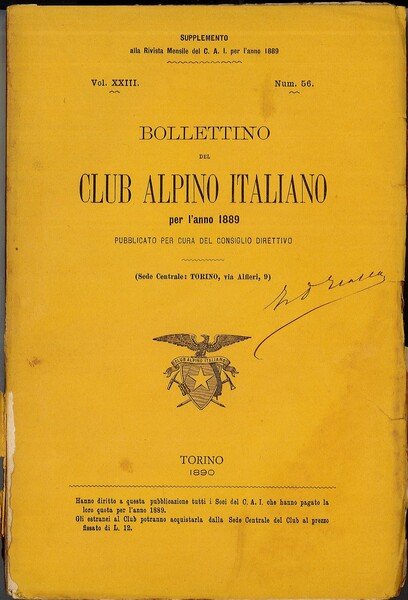 Bollettino del Club Alpino Italiano per l'anno 1889, Vol. XXIII …