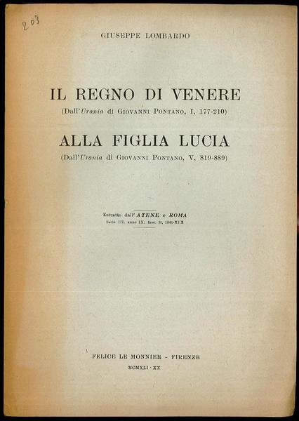 Il regno di Venere - Alla figlia Lucia