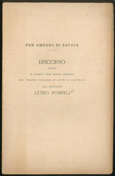 Per Amedeo di Savoia