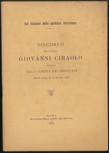 Sul bilancio della pubblica istruzione