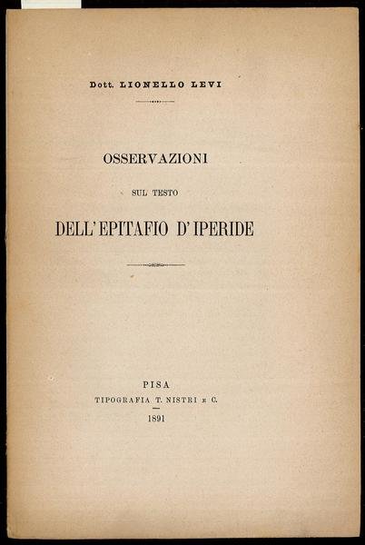 Osservazioni sull’epitafio di Iperide