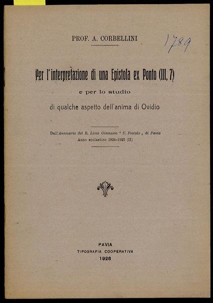 Per l’interpretazione di una Epistola ex Ponto (III,7) e per …