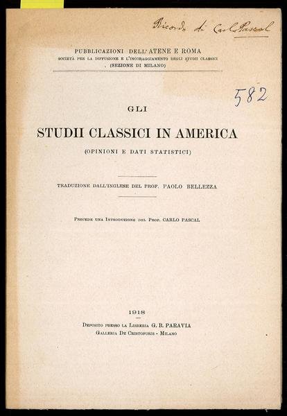 Gli Studii Classici in America (opinioni e dati statistici) | Immagine Gallery 2