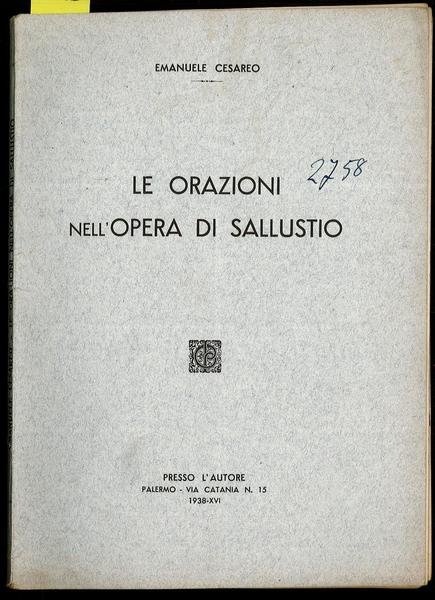 Le Orazioni nell’opera di Sallustio