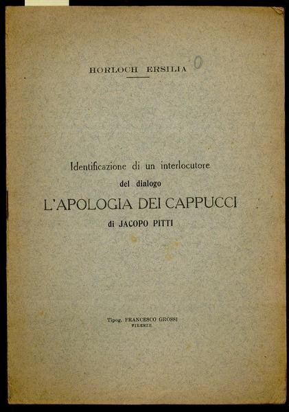 Identificazione di un interlocutore del dialogo L’apologia dei cappucci di …