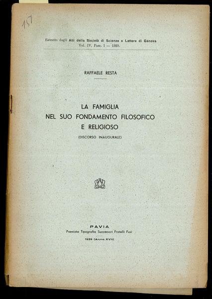 La famiglia nel suo fondamento filosofico e religioso