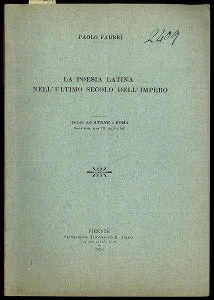 La poesia latina nell’ultimo secolo dell’impero