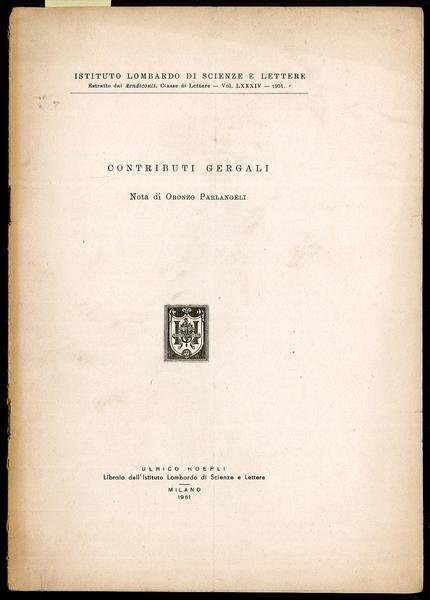 Contributi Gergali nota di Oronzo Perlangeli