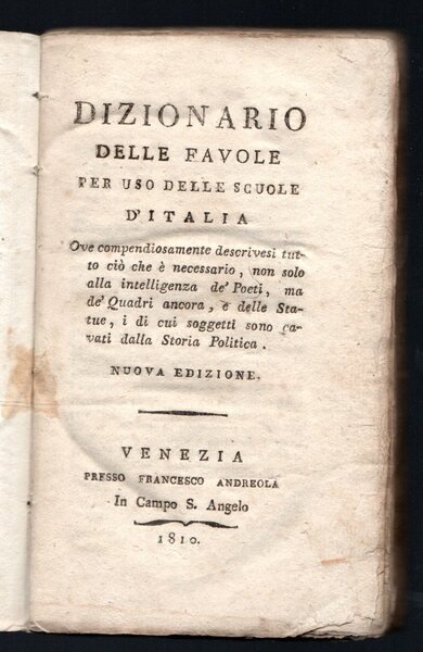 Dizionario delle favole per uso delle scuole d'Italia