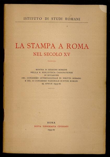 La stampa a Roma nel secolo XV