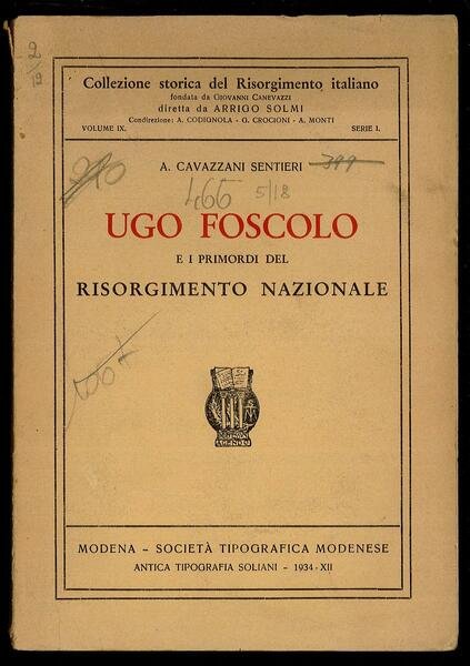 Ugo Foscolo e i primordi del Risorgimento Nazionale