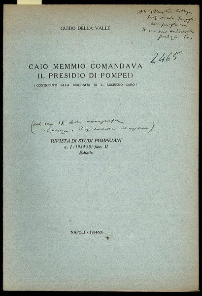 Caio Memmio comandava il presidio di pompei?