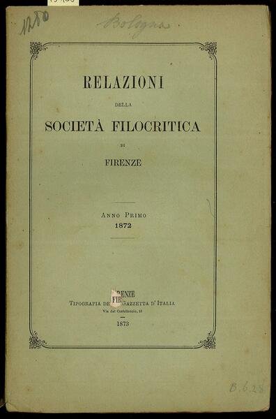 Relazioni della società Filocritica di Firenze