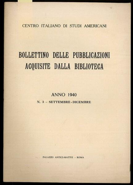 Bollettino delle pubblicazioni acquisite dalla biblioteca