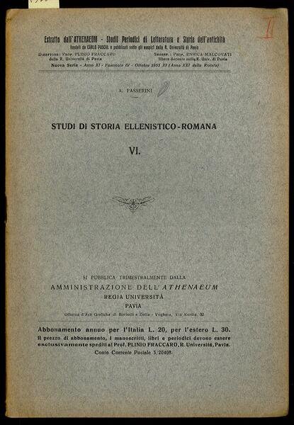 Studi di storia ellenistico-romana VI