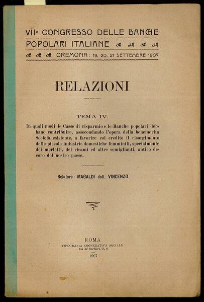 VII Congresso delle Banche popolari Italiane Relazioni