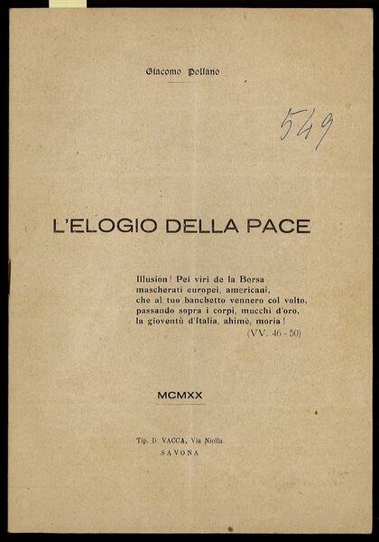 L’elogio della Pace