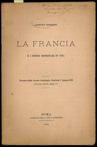 La Francia e i nostri missionari in Cina
