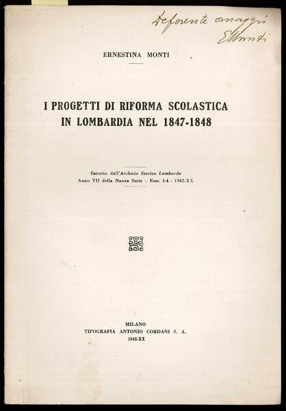 I progetti di riforma scolastica in Lombardia nel 1847-1848