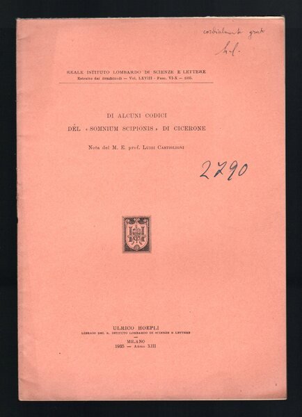 Di alcuni codici del "Somnium Scipionis" di Cicerone