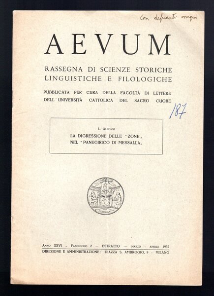 La digressione delle "zone" nel "Panegirico di Messalla"