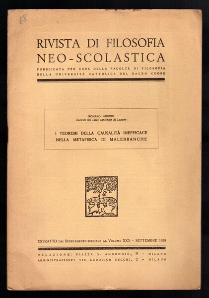 I teoremi della casualità inefficace nella metafisica di Malebranche