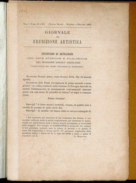 Inventario di artiglierie