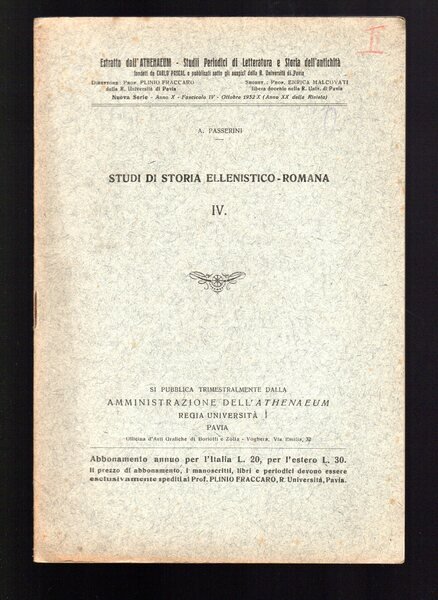 Studi di Storia Ellenistico-romana IV