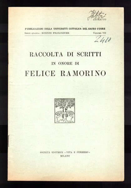 Raccolta di scritti in onore di Felice Ramorino