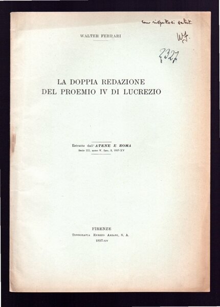 La doppia redazione del proemio IV di Lucrezio