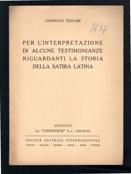 Per l'interpretazione di alcune testimonianze riguardanti la storia della satira …