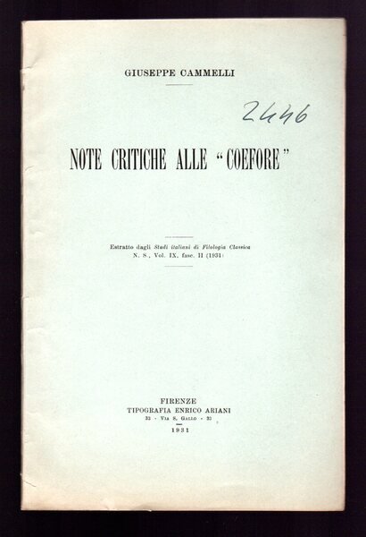 Note critiche alle "Coefore"