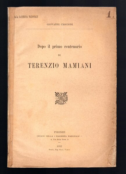 Dopo il primo centenario di Terenzio Mamiani
