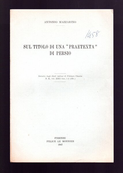 Sul titolo di una "Praetexta" di Persio