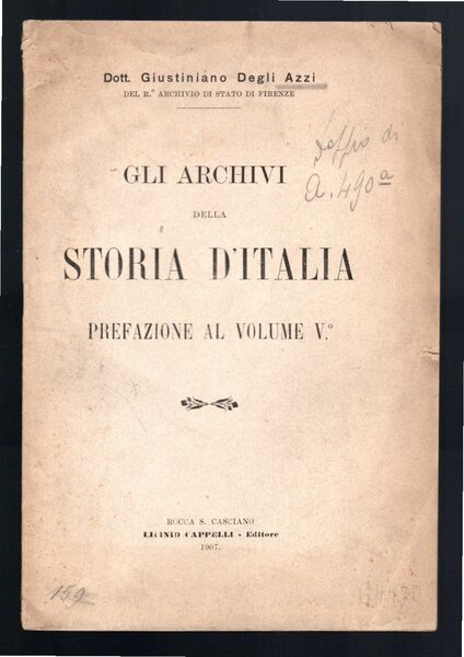 Gli archivi della storia d'Italia. Prefazione al volume V