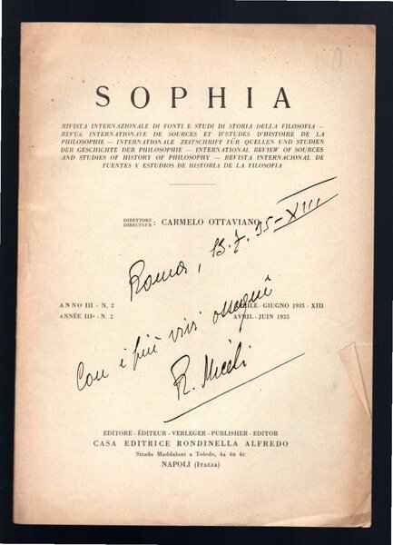 Sophia - Rivista internazionale di filosofia - Anno III, n. …