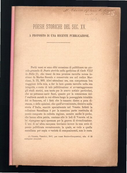 Poesie storiche del sec. XV